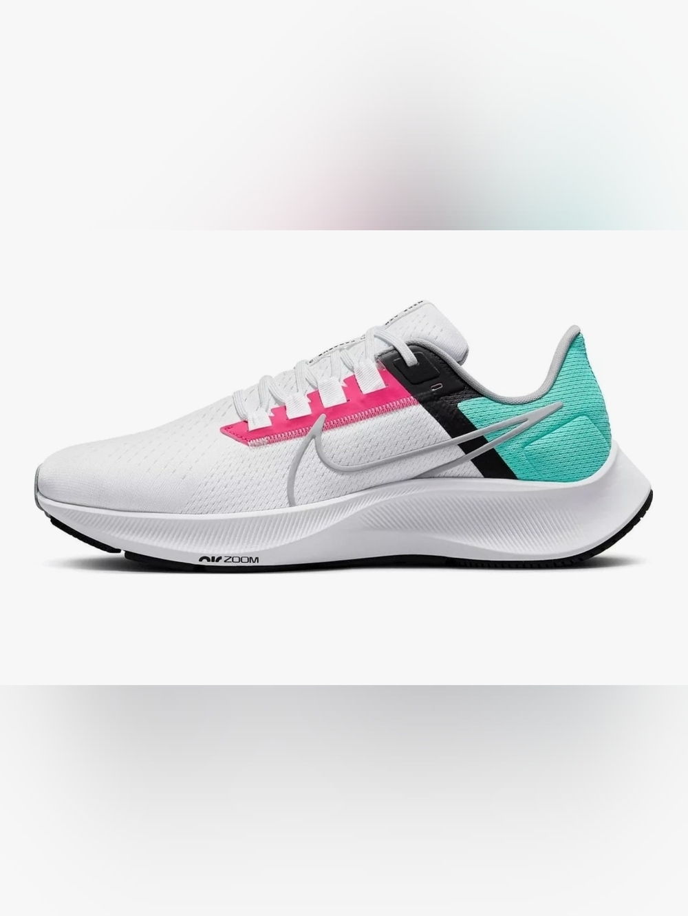 Size 12 - Nike Air Zoom Pegasus 38 White Pink Teal Athletic Running Shoes